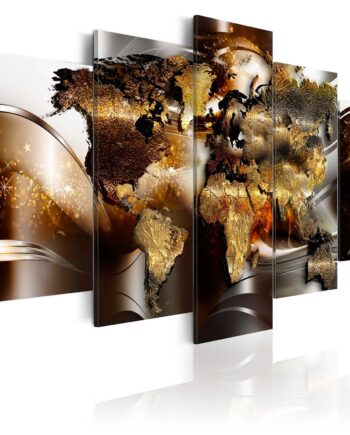 Artgeist Honey Continents Abstrakt Verdenskort Trykt På Lærred   -delt Flere Størrelser 100x50