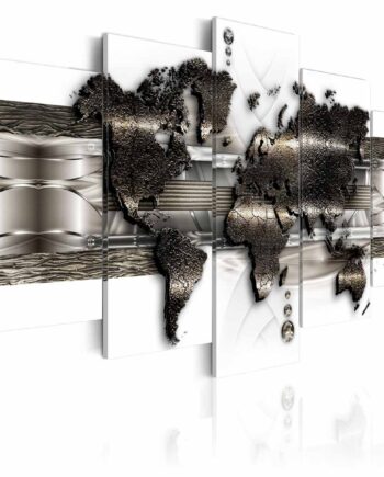 Artgeist Metal Verdenskort Ii Billede Hvid Sølv Bronze Print   -delt Flere Størrelser 200x100