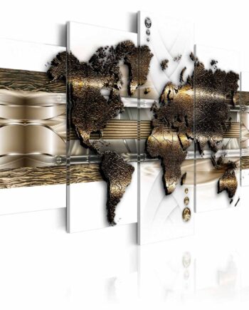 Artgeist Metalic World Billede Hvid  Guld  Bronze Print    Størrelser 100x50