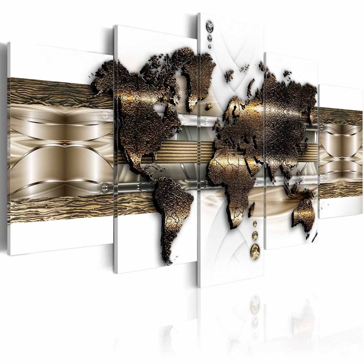 Artgeist Metalic World Billede Hvid Guld Bronze Print Størrelser 100x50