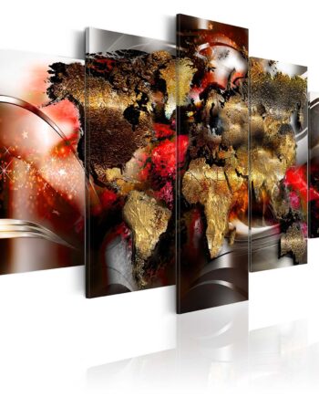 Artgeist Ruby Ribbon Abstrakt Verdenskort Trykt På Lærred   -delt  100x50 Cm  100x50