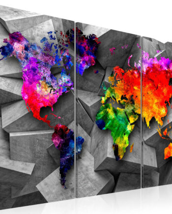 Artgeist Symmetry Of The World Farverigt Verdenskort Trykt På Lærred   -delt Flere Størrelser 120x80