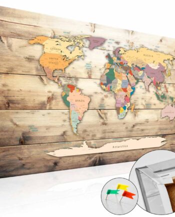 Artgeist The World At Your Fingertips Verdenskort Billede Multifarvet Print På Kork  40x60