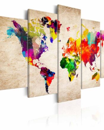 Artgeist Verdenskort Abstract Fantasy Billede Multifarvet Print   -delt Flere Størrelser 100x50