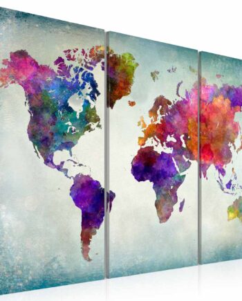 Artgeist Verdenskort   Farver Billede Multifarvet Print   -delt Flere Størrelser 120x80