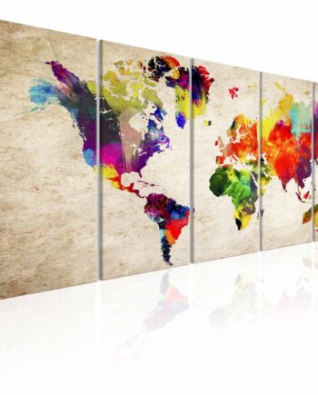 Artgeist Verdenskort Painted World Billede Multifarvet Print   -delt Flere Størrelser 200x80