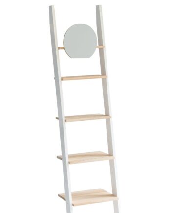 Ashme Stigehylde Med Spejl 45x180cm Asketræ Hylder Hvid