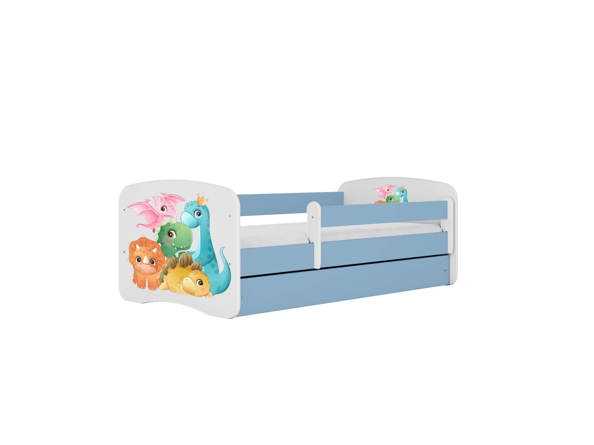 Babydreams Juniorseng Med Små Dinoer  Uden Madras  Uden Skuffe Blå Laminat  160x80