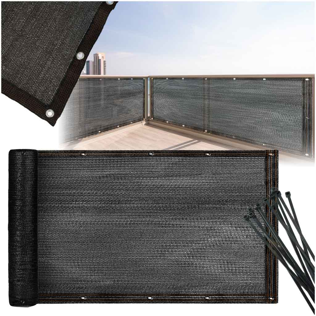 Balkonoverdækning Luaro Camouflagemåtte Skyggenet Til Balkonterrasse 150g M2 105x700cm Uv Tritics