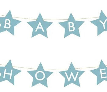 Bannerskilt Til Babyshower Stjerner Lyseblå 290 Cm   16   Cm