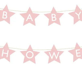 Bannerskilt Til Babyshower Stjerner Lyserød 290 Cm   16   Cm