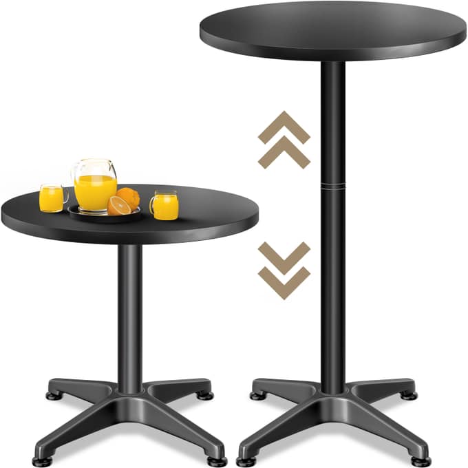 Barbord   Sort Aluminium  ø60cm  Højdejusterbart