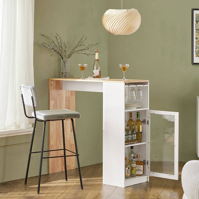 Barbord   Tidløst Design  108x40x105 Cm  Hvid Og Naturfarvet