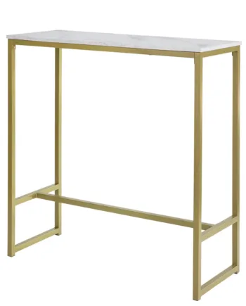 Barbord   Konsolbord Med Bordplade   Marmor-look Og Guldfarvet Kant