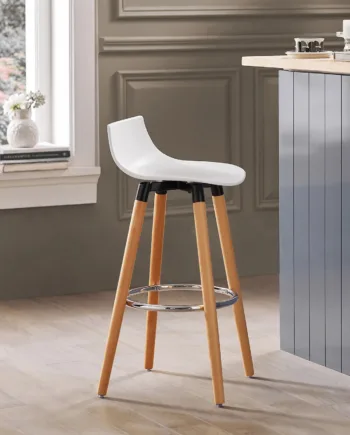 Barstol   Skandinavisk Stil  41   41   84 Cm  Hvid Og Naturfarvet