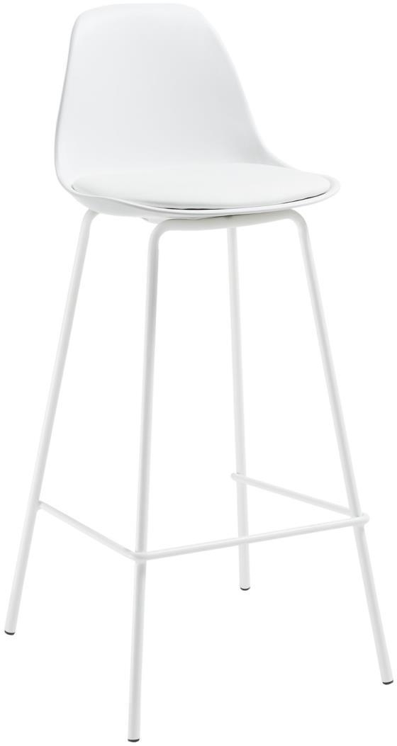 Barstol Kave Home Brighter Polstret Syntetisk Læder Hvid Stål 65 Cm Siddehøjde Nordisk Moderne Design