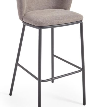 Barstol Kave Home Ciselia Brun Chenillestof Miljøvenlig Formaldehydfri Træstruktur Stålramme Nordisk Design