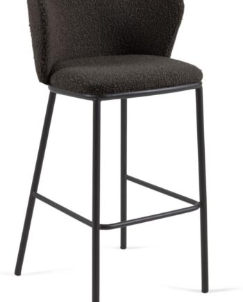 Barstol Kave Home Ciselia Polstret Med Shearling Sort Moderne Design H102xb48xd54 Cm