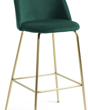 Barstol Kave Home Ivonne   Blødt Grønt Stof Med Gulddetaljer   Vintage Nordisk Design