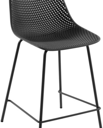 Barstol Kave Home Quinby Grå   97 Cm Høj Uv-resistent Polypropylen Stål Med Gulvbeskyttere Max 150 Kg
