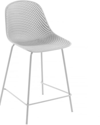 Barstol Kave Home Quinby   Moderne Hvid Polypropylen Stål Barkrakk Med Fodstøtte  Uv-modstandsdygtig H97    D49 Cm