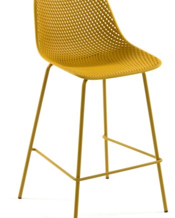 Barstol Kave Home Quinby Sennepsgul Polypropylen Pulverlakeret Stål H107   B49   D49 Cm