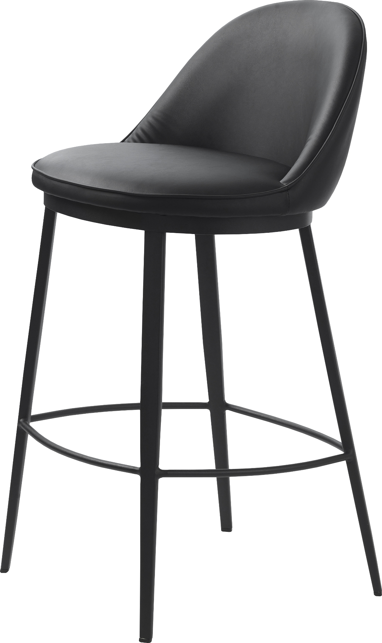 Barstol Nordique Design Gain   Sort Kunstlæder Med Robuste Metalben H89xø48 Cm