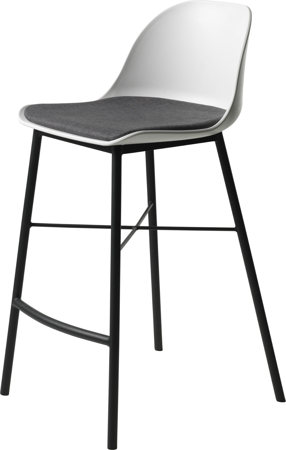 Barstol Nordique Design Whistler   Polstret Barstol   Hvid Plast   Grå Rio-stof  Sort Metalben 93ã 48 Cm