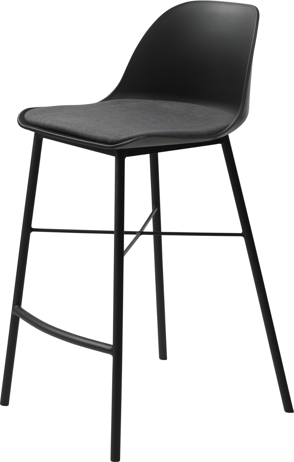 Barstol Nordique Design Whistler   Sort Plastikskal Med Grå Polyesterpude  Metalben  H93ã B48 Cm