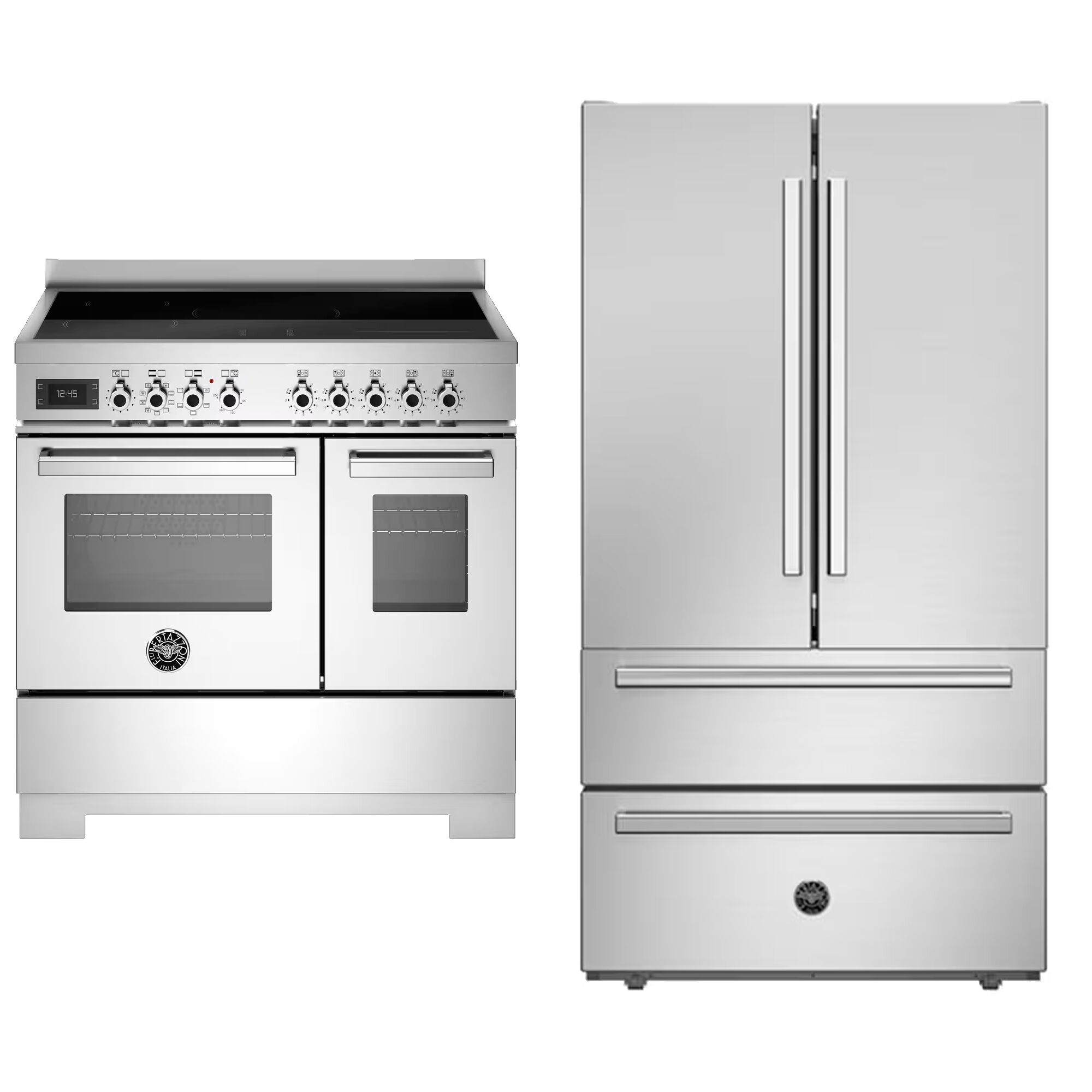Bertazzoni Professional Pro95i2ext2 Induktionskomfur 90 Cm Med Zoner Og Ovne Ref904ffnxtc Køle-fryseskab Rustfrit Stål