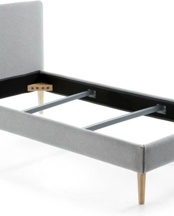 Betræk Til Sengeramme Kave Home Dyla Grå Stof 90x190 Cm Anti-plet Velcroluk Nordisk Design