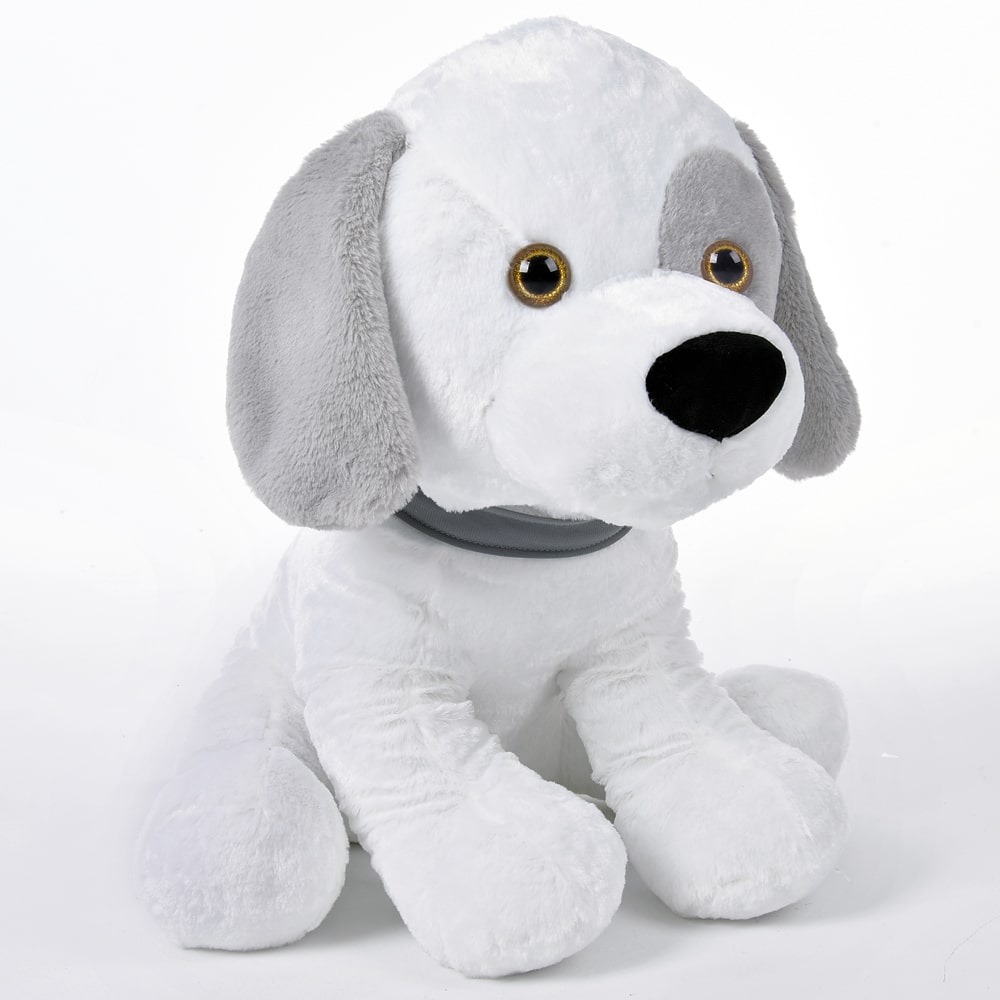 Blød Plys Hund Hvid Grå 58cm