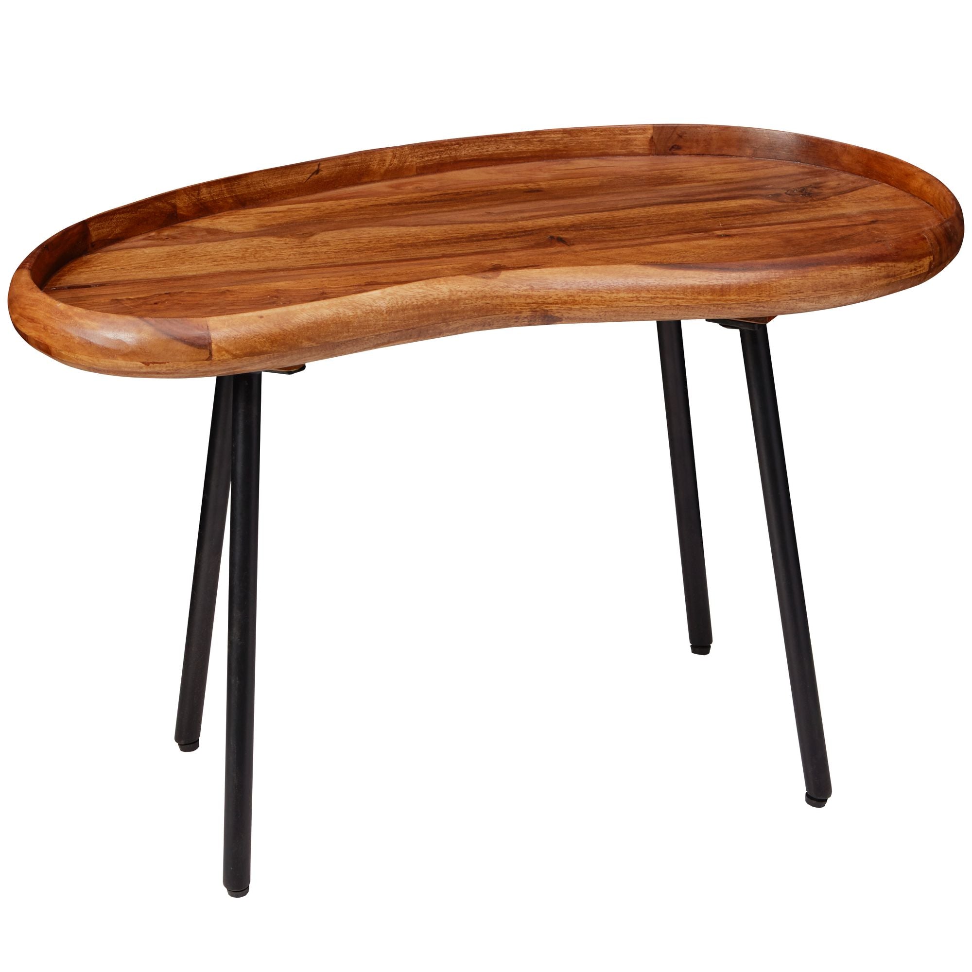 Bønneformet Sofabord   Massivt Træ  71   42   40 Cm  Brun
