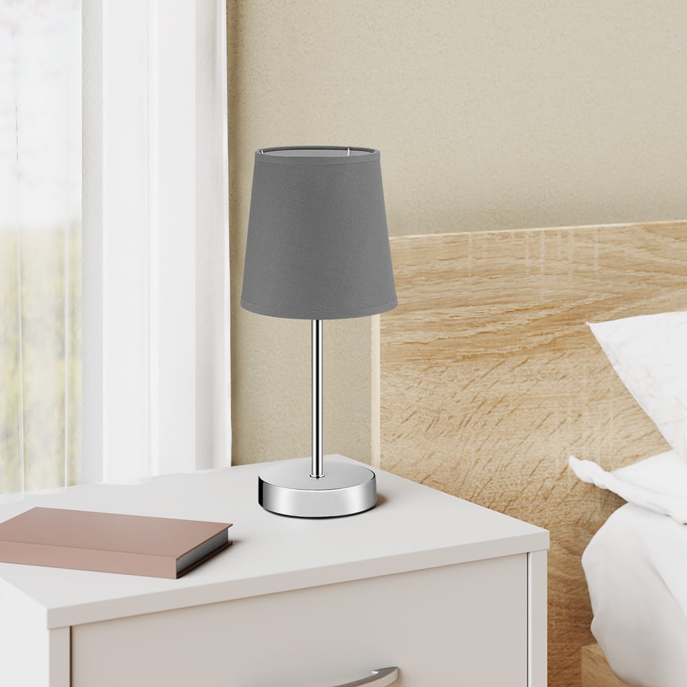 Bordlampe Antracit  Stofskærm  Højde 32 Cm