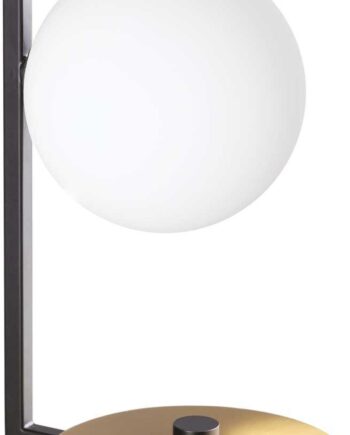 Bordlampe Ideal Lux Birds Sort Lakeret Metal Med Satin Messing Og Syreætsede Glas H26   Cm