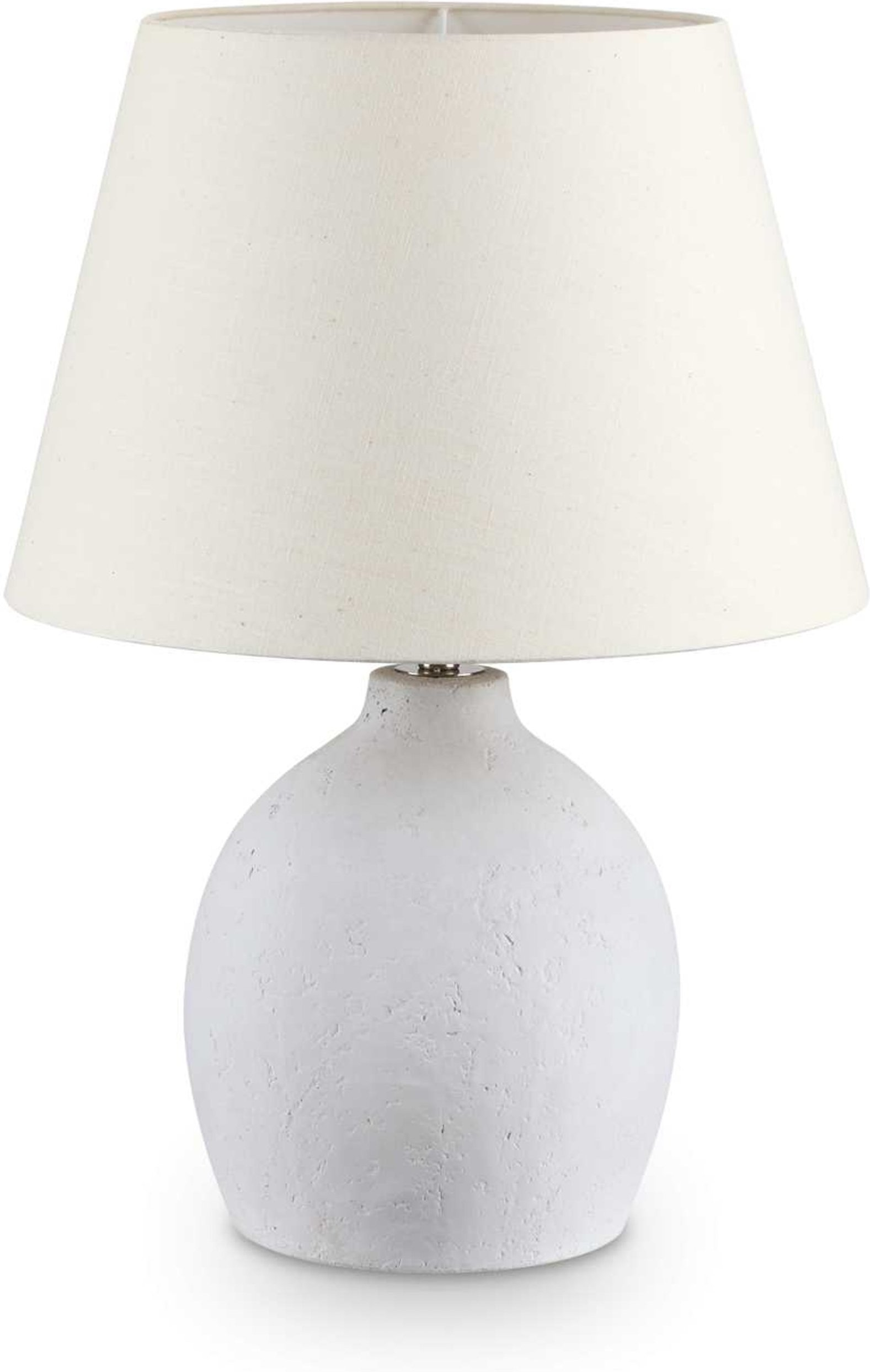 Bordlampe Ideal Lux Boulder   Beton Med Stofskærm ø38   H55 Cm