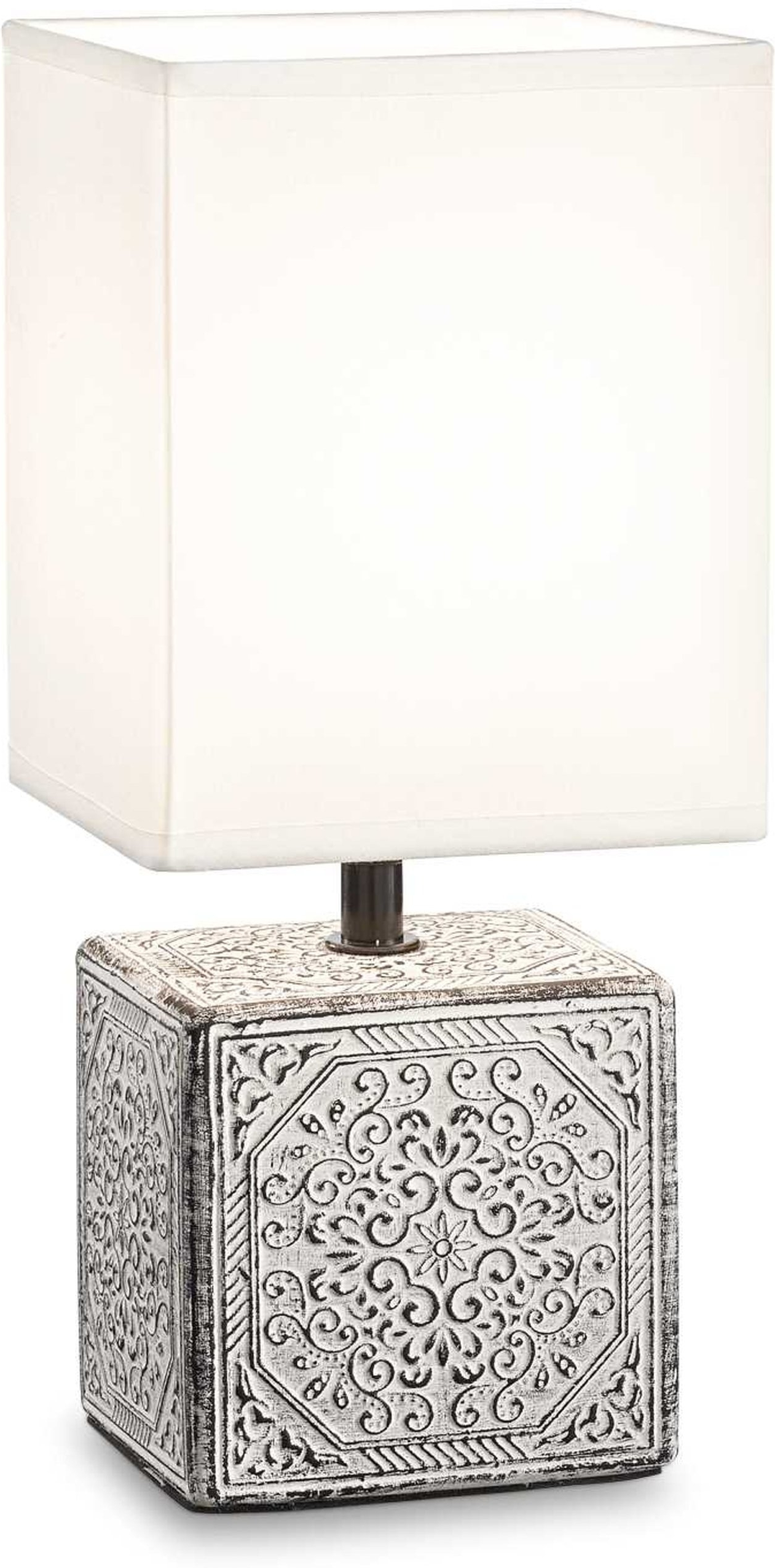 Bordlampe Ideal Lux Kali H29   Cm Hvid Keramisk Med Pvc-stofskærm E14