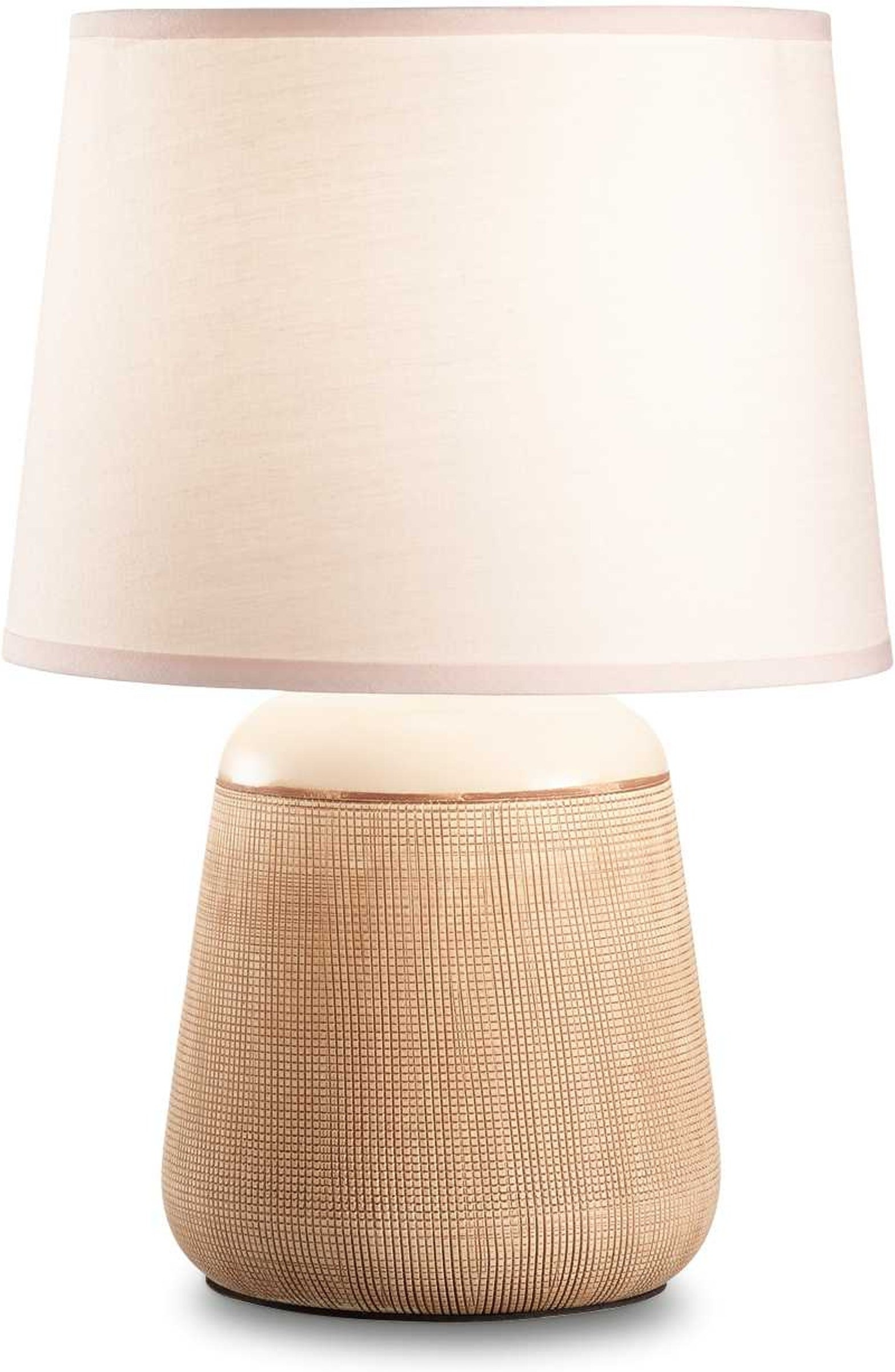 Bordlampe Ideal Lux Kali Hvid Brun Keramik Tekstil ø20   H28   Cm E14