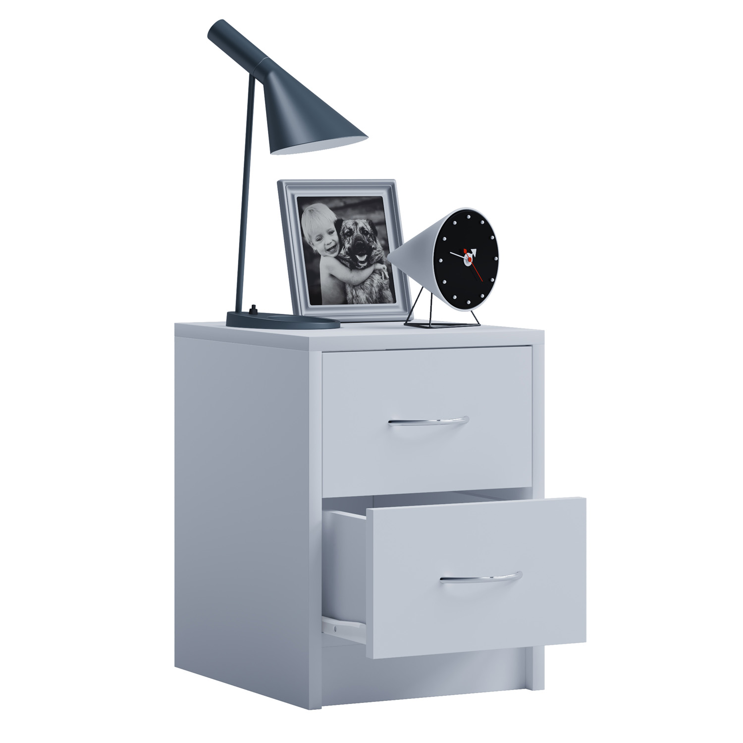 Boxal Mini Sengebord Skuffer Hvid Træ