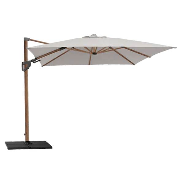 Cane-line Hyde Luxe Parasol Inkl  Fod 3x4    Aluminium  Wood Look    Dusty White Fabric