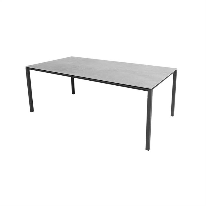 Cane-line Pure Havebord 200x100 Cm Stel Lavagrå Bordplade Fossil Grå