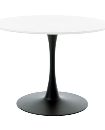 Cesura Spisebord  Rund Hvid Melamin Og Sort Trompet Metal  ø100