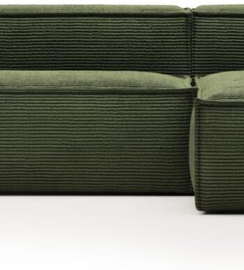 Chaiselong Loungesofa Kave Home Blok Højrevendt  Grøn Polstret Stof  300x174 Cm