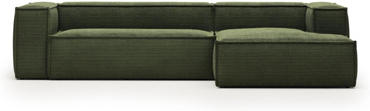 Chaiselong Loungesofa Kave Home Blok Højrevendt Grøn Polstret Stof 300x174 Cm