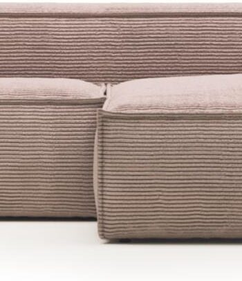 Chaiselong Sofa Højrevendt Kave Home Blok 240x174 Cm Lyserød Corduroy Stof