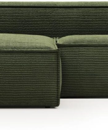 Chaiselong Sofa Kave Home Blok Fløjl Grøn Venstrevendt 240x174 Cm