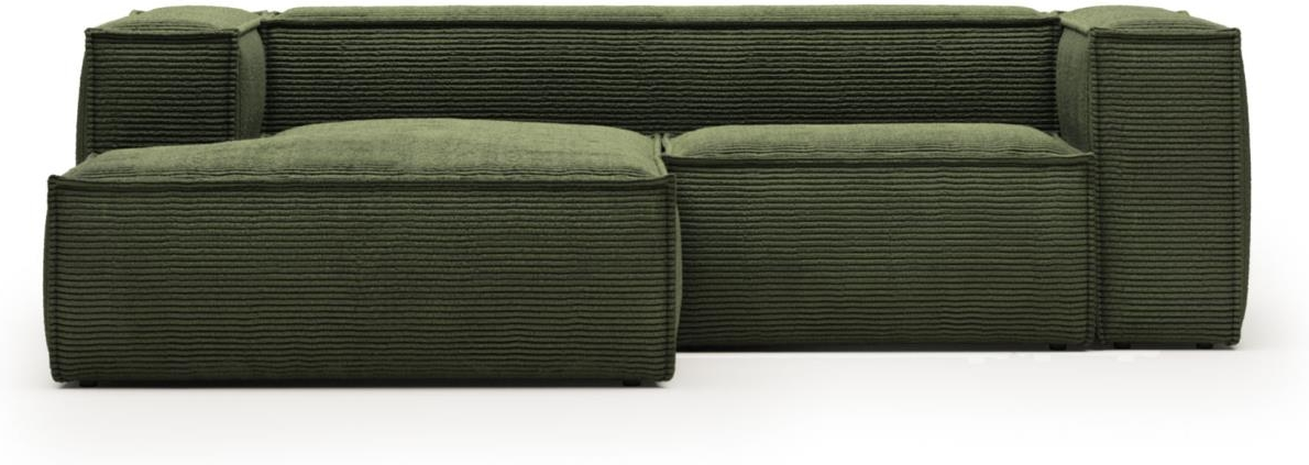 Chaiselong Sofa Kave Home Blok Fløjl Grøn Venstrevendt 240x174 Cm