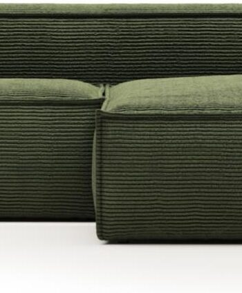 Chaiselong Sofa Kave Home Blok Højrevendt Polstret Corduroy 240x174 Cm Grøn