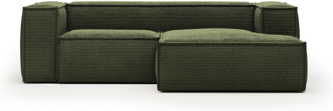 Chaiselong Sofa Kave Home Blok Højrevendt Polstret Corduroy 240x174 Cm Grøn