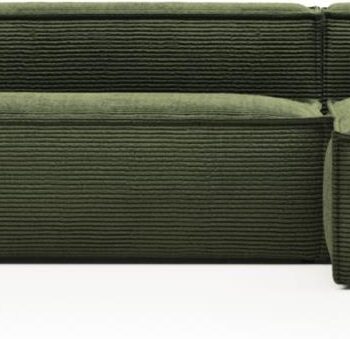 Chaiselong Sofa Kave Home Blok Højrevendt  -personers Grøn Corduroy Polstret Stof